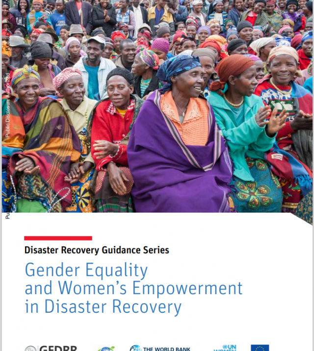 Page de couverture du rapport de la Banque mondiale sur l'égalité des sexes et l'autonomisation des femmes dans le cadre du relèvement post-catastrophe