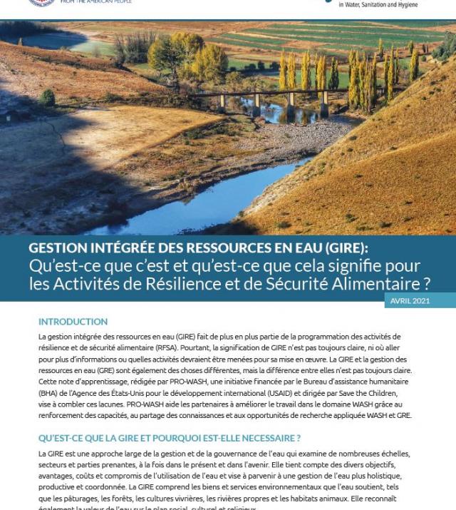 Cover page of IWRM brief, French version