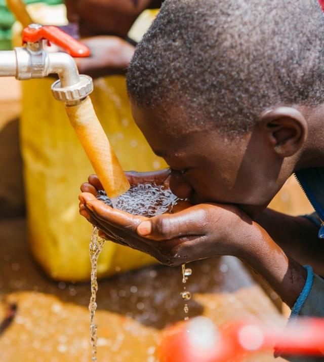 Boy drinking water