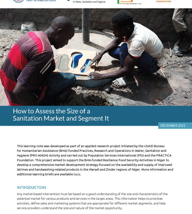 Cover page for How to Assess the Size of a Sanitation Market and Segment It