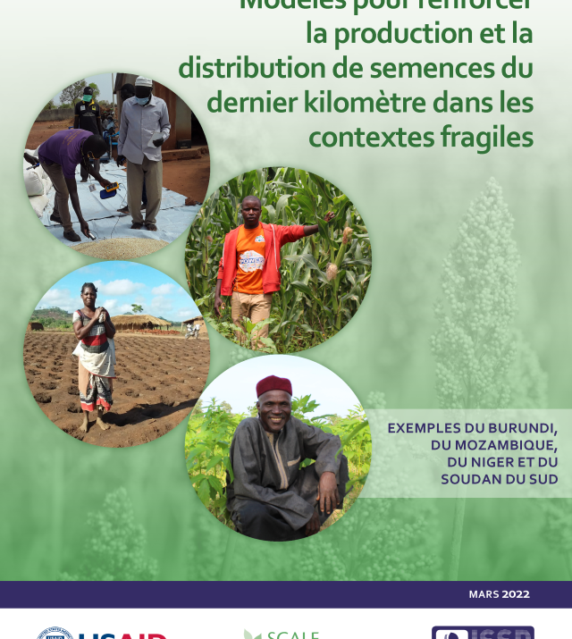 Page de couverture de Modèles pour renforcer la production et la distribution de semences du dernier kilomètre dans les contextes fragiles