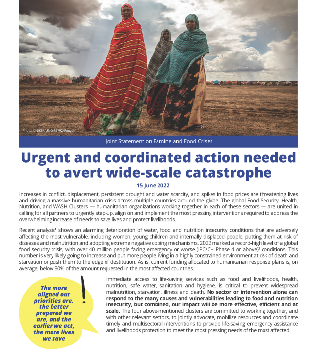 Cover for Inter-cluster Statement on Famine and Food Crises