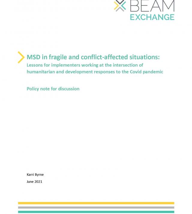 Cover page for Market Systems Development in Fragile and Conflict-affected Situations