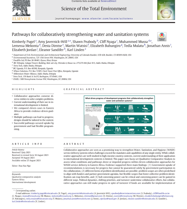 Cover page for Pathways for Collaboratively Strengthening Water and Sanitation Systems