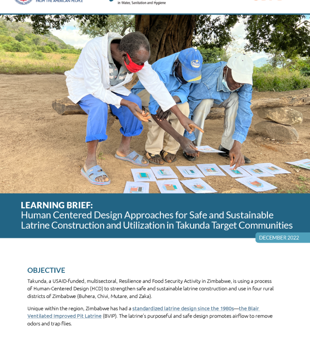 Cover page for Human Centered Design Approaches for Safe and Sustainable Latrine Construction and Utilization in Takunda Target Communities