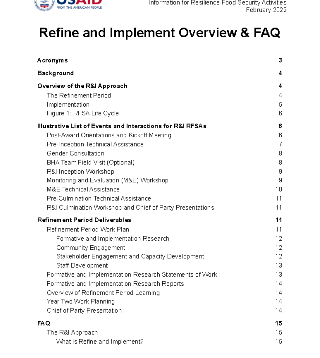 Cover page for Refine & Implement FAQ