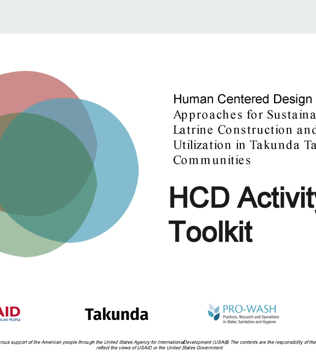 Cover page for the Human Centered Design for WASH Toolkit and Training Materials