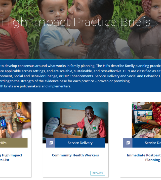 Screenshot of the High Impact Practice Briefs landing page