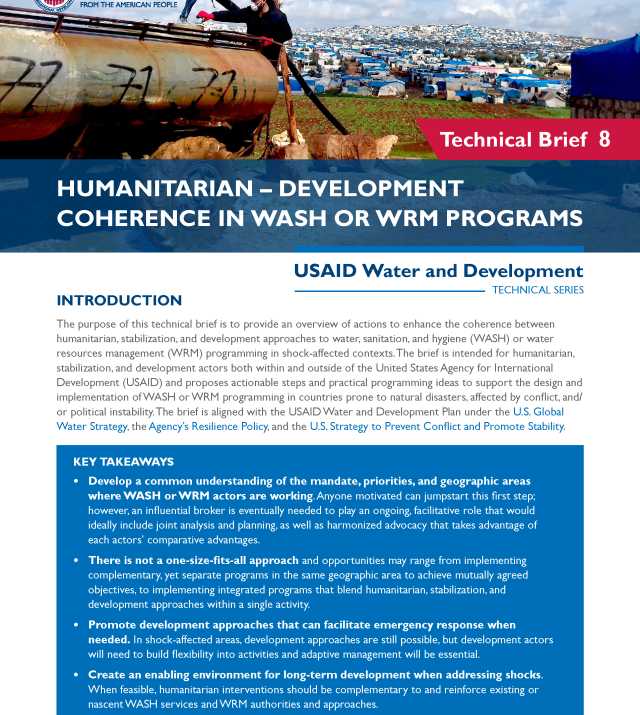 Humanitarian-Development-Coherence in WASH or WRM Programs