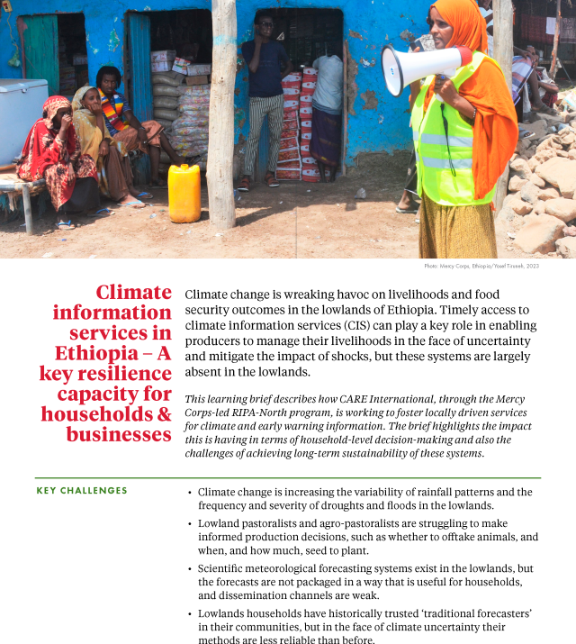 Cover page for Climate Information Services in Ethiopia – A Key Resilience Capacity for Households & Businesses