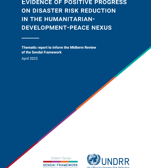Page de couverture pour Preuves de progrès positifs en matière de réduction des risques de catastrophe dans le cadre du lien humanitaire-développement-paix