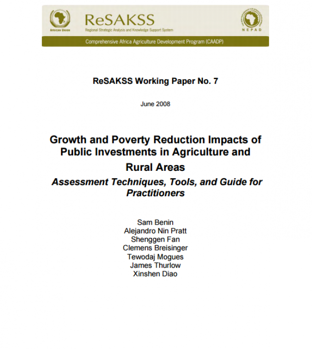 Download Resource: Growth and Poverty Reduction Impacts of Public Investments in Agriculture and Rural Areas: Assessment Techniques, Tools, and Guide for Practitioners