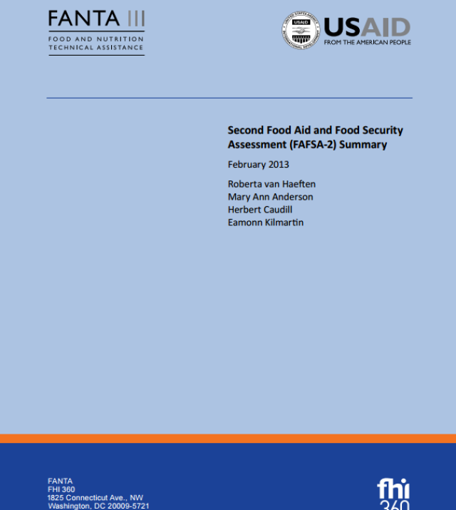 Download Resource: Second Food Aid and Food Security Assessment (FAFSA-2)