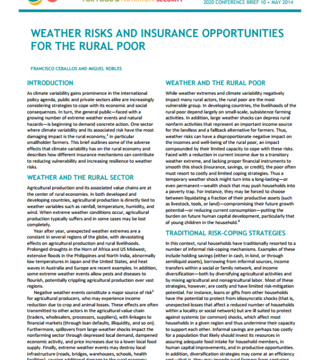 Download Resource: Weather Risks and Insurance Opportunities for the Rural Poor