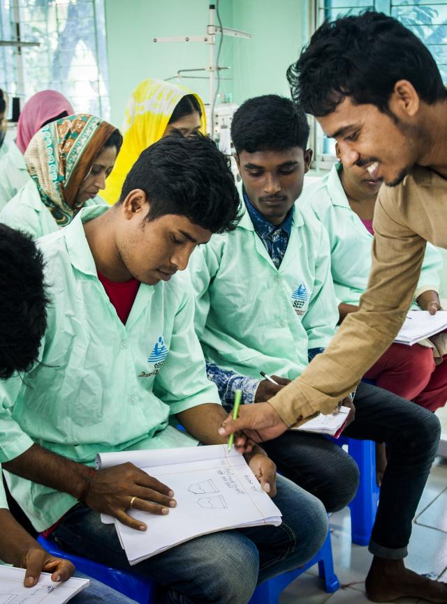 Group of young workers at vocational training