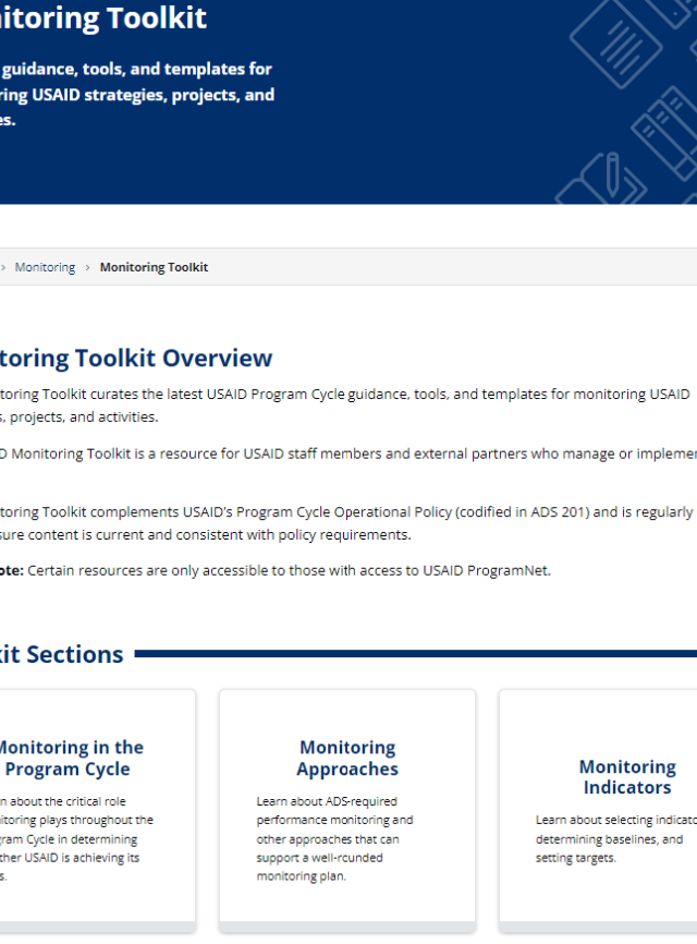 Screenshot of USAID Monitoring Toolkit