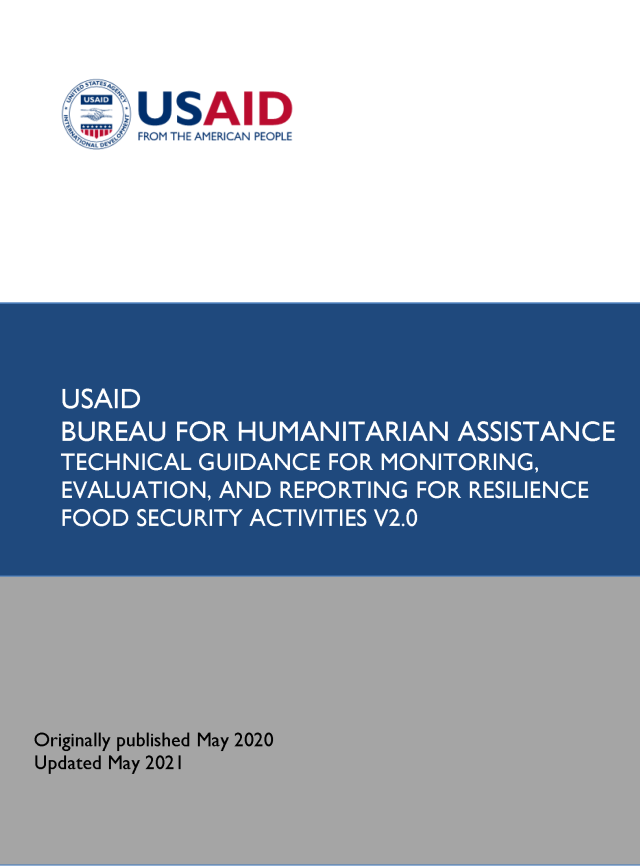 Page de couverture des directives de la BHA pour le suivi, l'évaluation et l'établissement de rapports sur les activités de sécurité alimentaire axées sur la résilience