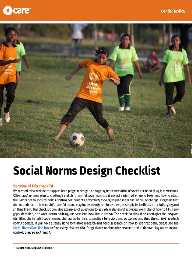 Cover page for Social Norms Design Checklist
