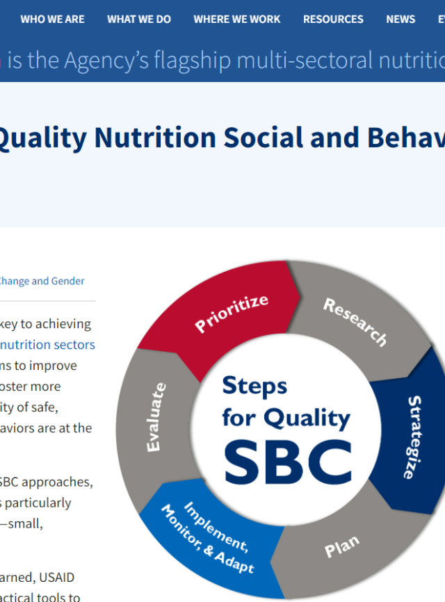 Capture d'écran du site Web Tools for High-Quality Nutrition Social and Behavior Change Programming
