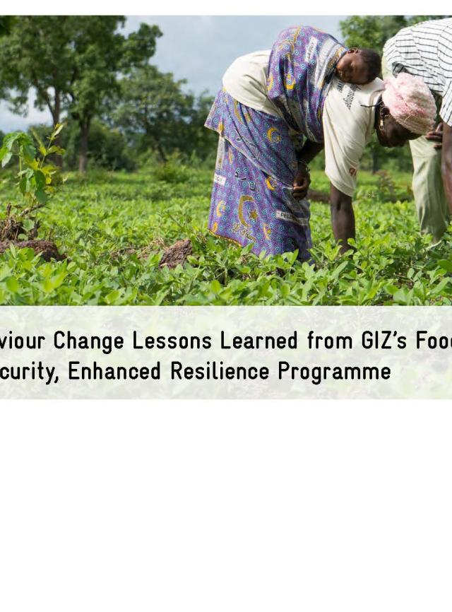 Page de couverture des leçons de changement social et comportemental tirées du programme de sécurité alimentaire et nutritionnelle de la GIZ, renforcement de la résilience