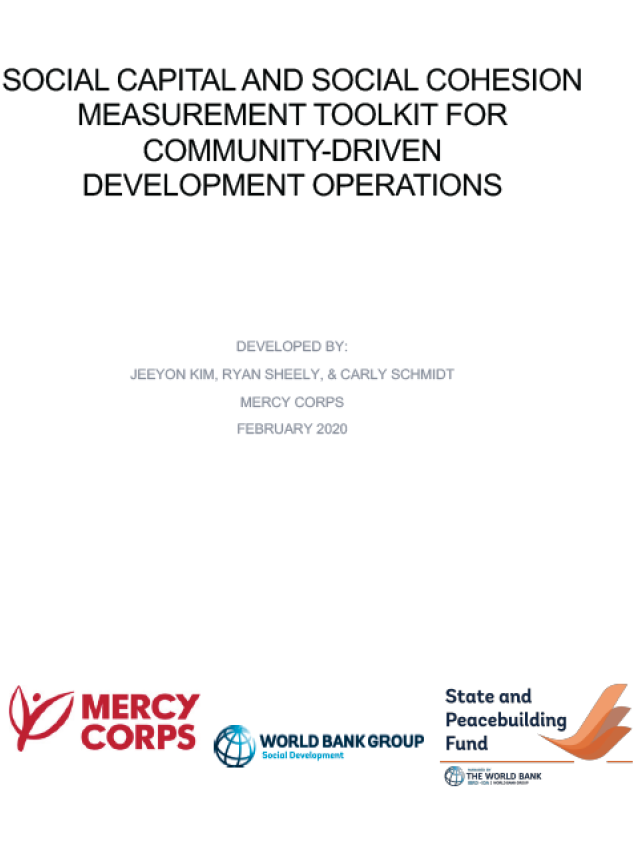 Page de couverture de Page de couverture de Boîte à outils de mesure du capital social et de la cohésion sociale pour les opérations de développement pilotées par les communautés