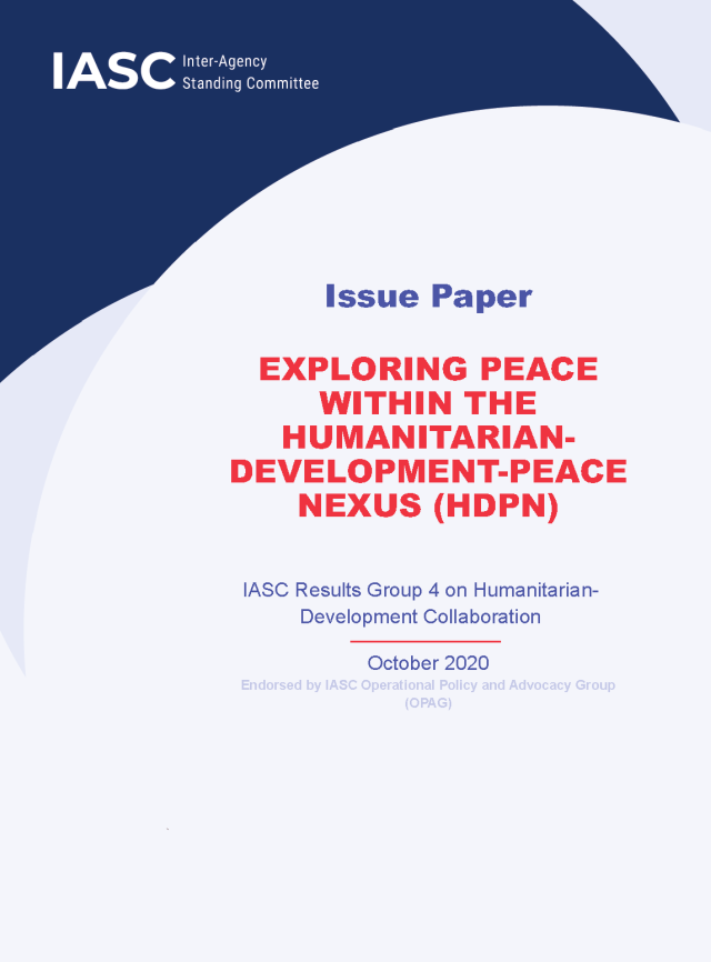 Page de couverture pour Explorer la paix dans le cadre du lien entre l’humanitaire, le développement et la paix