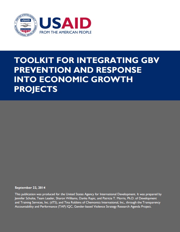 Download Resource: Toolkit for Integrating GBV Prevention and Response into Economic Growth Projects